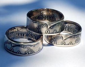 silver and gold coin rings from Coin RIngs by Kai