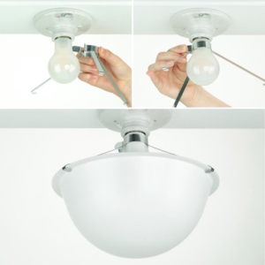 the EZ Shade clip on solution to exposed light bulbs