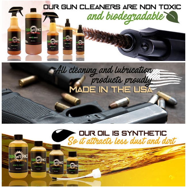 Low odor, non toxic gun cleaning solution and tools from Gun-Werkz!