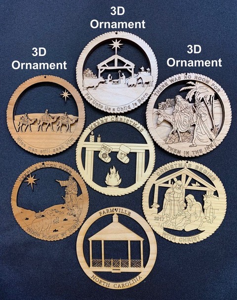 Beautiful 3D ornaments from Just Write Laser Engraving