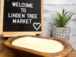 Decorative handcrafted wooden pieces from Linden Tree Market