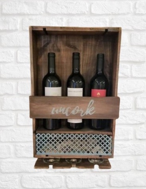Hand made furniture designs crafted from upcycled wine crates made in America by Off the Vine Designs