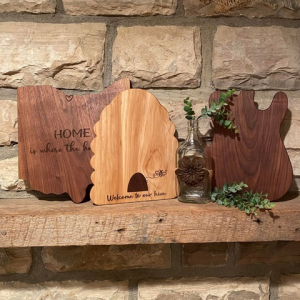 Wood pieces crafted here in America by Quirky Pirate Designs