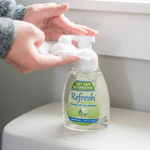 An eco-friendly fushable wipe alternative from ReFresh Liquid Wipe