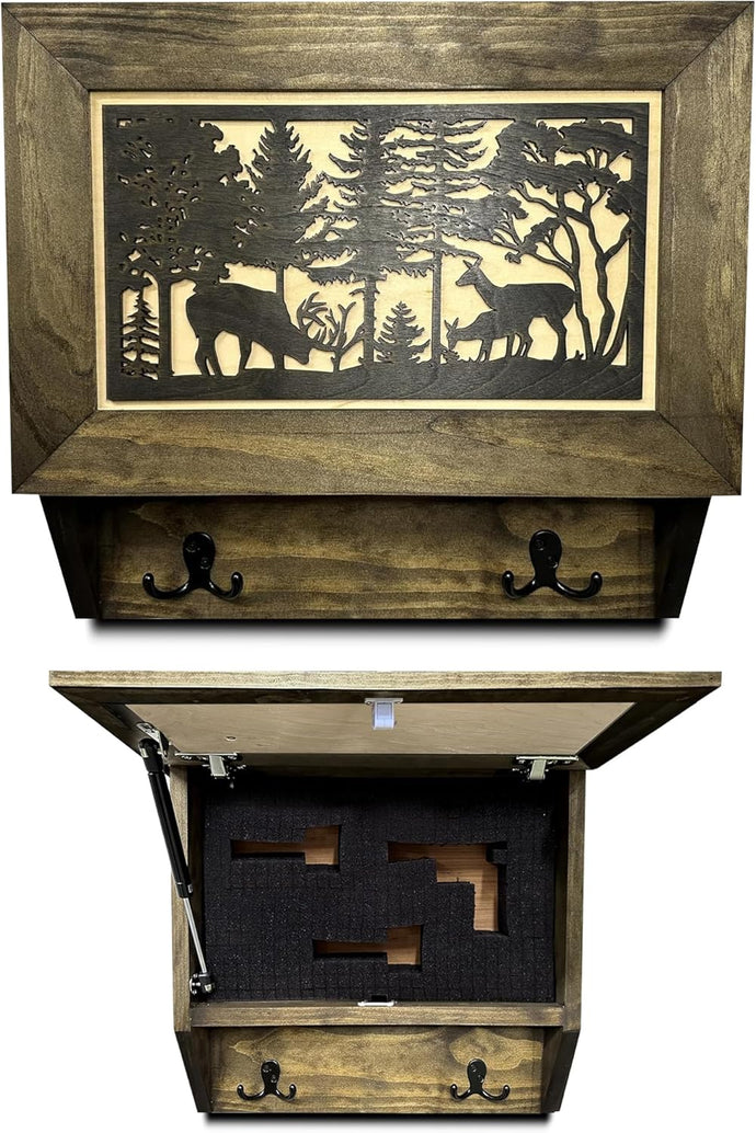 Gun Concealment Furniture - Deer Hunter Coat Rack Hidden Wall Safe wit ...