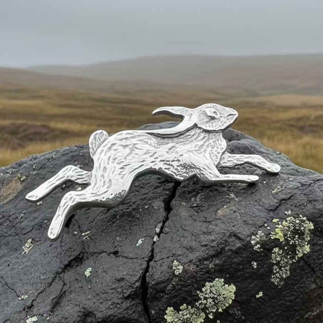 Meadowjumper Sterling Silver Rabbit Brooch - Handmade in Scotland ...