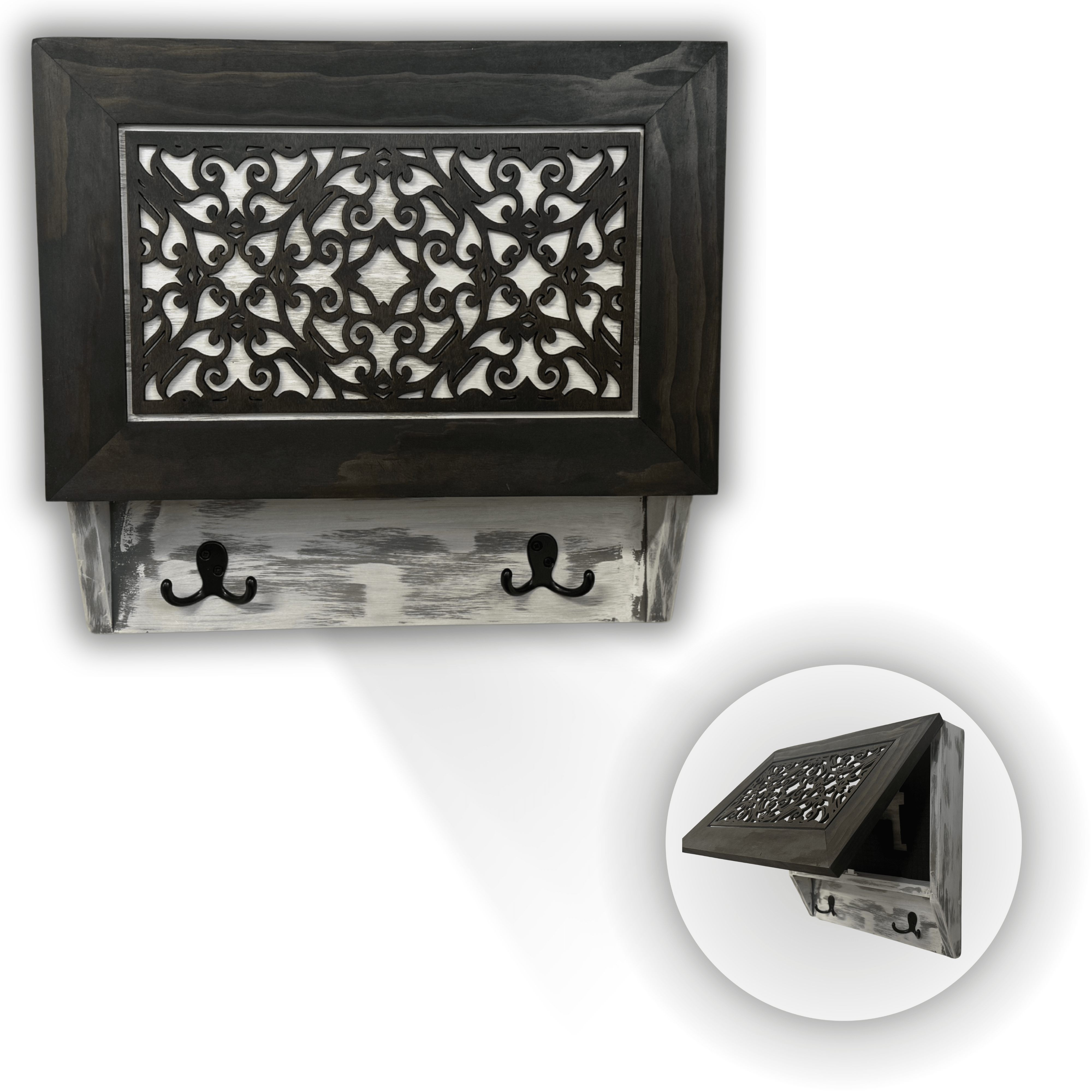Rustic Diamond Hidden Gun Cabinet – Ornate Concealment Coat Rack with ...