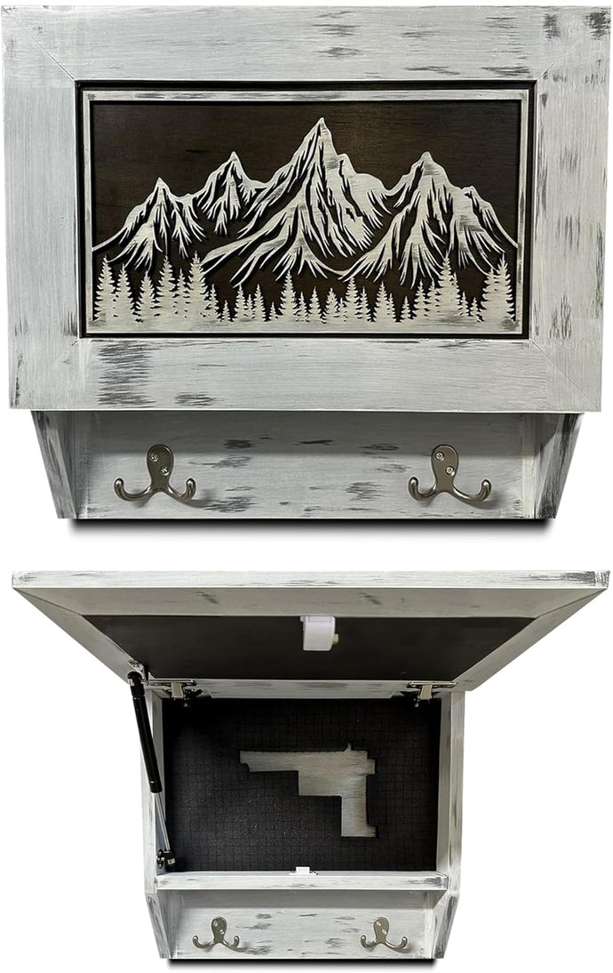 Hidden Gun Safe Coat Rack Snow Mountain Wall Decoration Concealed Shel ...