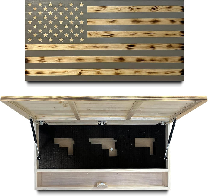 Large American Flag Gun Safe - Quick Access Hidden Gun Safe for Rifles ...