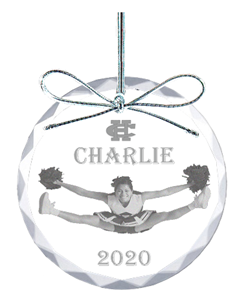 laser engraved crystal ornament for cheerleader