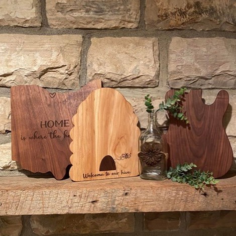 handcrafted wood, acrylic, and leather gifts