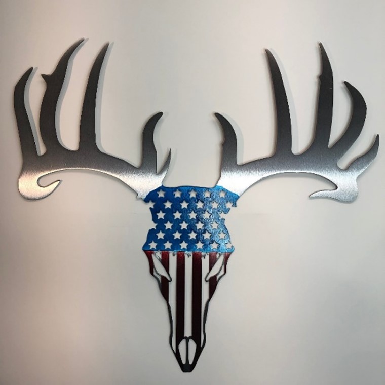 Patriotic Buck Skull from Metal Art of Wisconsin